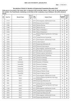 Revaluation of Marks of B.E. Examination Dec 2015 Lot No.17