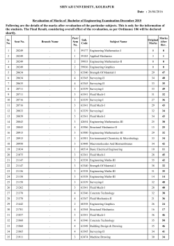 Revaluation of Marks of B.E. Examination Dec 2016 Lot No.19