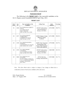 List of successful candidates at the B.Sc(I.T.) ,B.C.S. ,Biotech(Entire) ,B.Sc.(Sugertech) Degree Exam April/May 2014