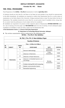 Final Programme of the M.Phil. / Pre.Ph.D. Examination to held in April/May 2014
