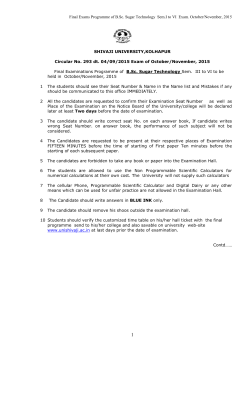 B.Sc. Sugar Technology- Sem. III to VI