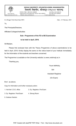 Examination Programme for F.E. To B.E. held in March/April-2016