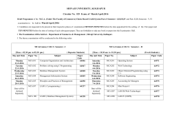 Examination Programme of the M.C.A.(Under The Faculty of Commerce) Choice Based Credit System Part.-I Semester - I,II,III,IV and Part.-II,III ,Semester V,VI to be held in March/April.2016