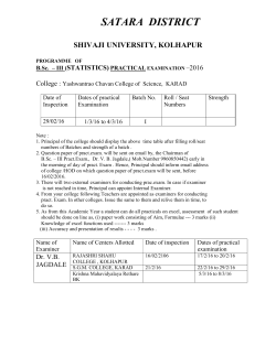 PRACTICAL EXAMINATION PROGRAMME OF B.Sc. III (STATISTICS) 2016