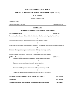 Practical Examination in Biotechnology (OPT. /VOC.) B.Sc. Part III held in February/March 2016