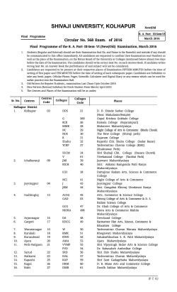 Final Programme of the B. A. Part- III-Sem- VI (New/Old) Examination, March 2016