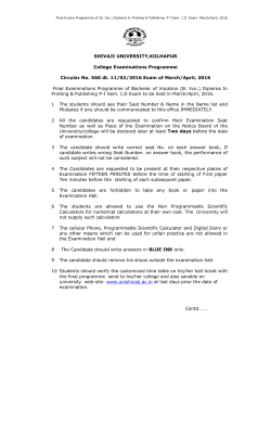 Final Examinations Programme of Bachelor of Vocation (B. Voc.) Diploma In Printing Publishing P-I Sem. I,II Exam to be held in March/April, 2016