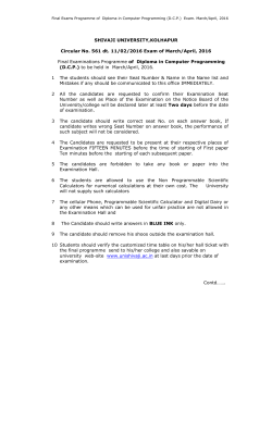 Final Examinations Programme of Diploma in Computer Programming (D.C.P.) to be held in March/April, 2016