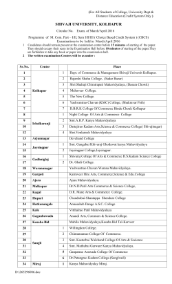 Examinations Programme of M. Com. Part I/II, Sem I/II/III ( Choice Based Credit System ) (CBCS) to be held in March/April 2016