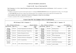 Final Examination Programme of the M.C.A. (Under The Faculty of Commerce) Choice Based Credit System Part.-I to III Semester I to VI to be held in March/April.2016