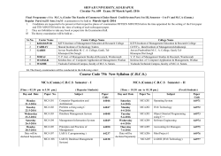 Final Examination Programme of the M.C.A. (Under The Faculty of Commerce) Choice Based Credit System Part.-I to III, Semester I to IV and M.C.A (Comm.) Regular Part.I to,III Sem .I to,VI to be held in March/April.-2016