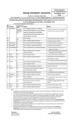 Final Examination Programme of M.Sc.(CBSC) M.C.A. (Science) to be held in March/April-2016
