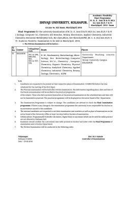 Final Examination Programme for M.Sc. II Sem III,IV and MCA Sci. Sem III,IV,V,VI Academic Flexibility to be held in March/April-2016