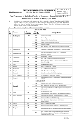 Final Programme of the B.C.A. (Faculty of Commerce ) Course Semester III to VI Examination to be held in March/April 2016