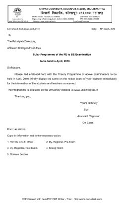 Final Revised Examination Programme of F.E to B.E. to be held on April, 2016