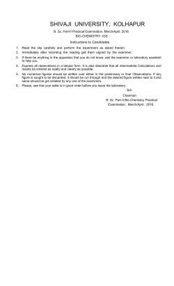 B. Sc. Part-II Practical Examination, March/April, 2016 Bio-Chemistry- IDS