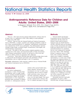 Anthropometric Reference Data for Children and Adults 2003&ndash;2006