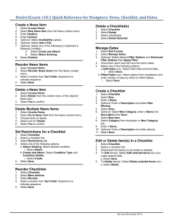 News, Checklist, and Dates