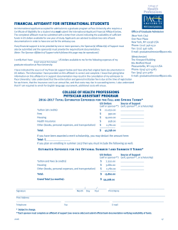 Financial Affidavit: College of Health Professions - Physician Assistant