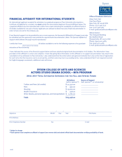 Financial Affidavit: Dyson College of Arts and Sciences, Actors Studio MFA