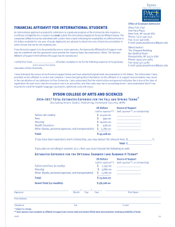 Financial Affidavit: Dyson College of Arts and Sciences