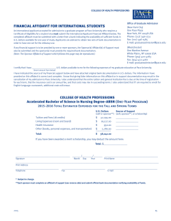 Financial Affidavit: College of Health Professions - Accelerated Bachelor s of Science in Nursing