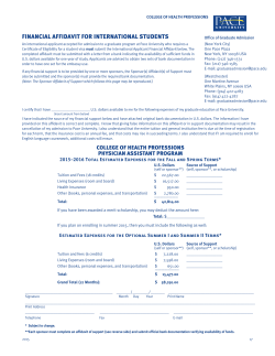 Financial Affidavit: College of Health Professions - Physician Assistant