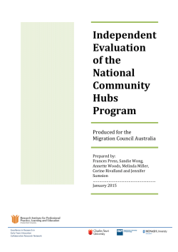 Community-Hubs-Program Final-Report Jan2015 ISBN