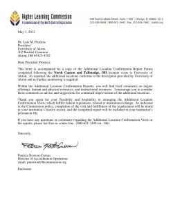 Additional Location Visit Reports: May 2012