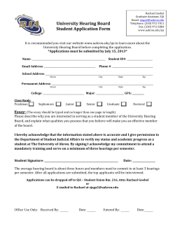 UNIVERSITY HEARING BOARD - Looking for Student members