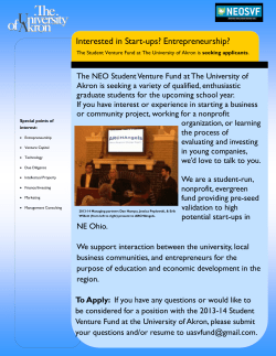 THE STUDENT VENTURE FUND - SEEKING APPLICANTS