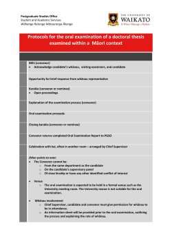 Protocols for Oral Examinations held within a Māori Context