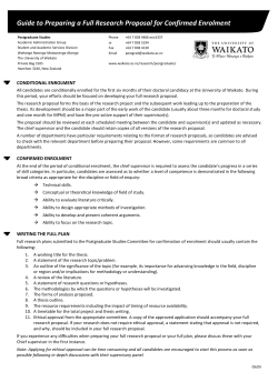 Guide to Preparing a Full Research Proposal for Confirmed Enrolment