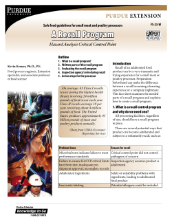 A recall program - haccp