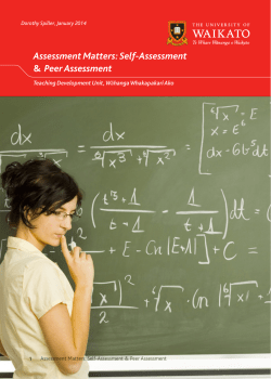 Assessment Matters: Self and Peer Assessment