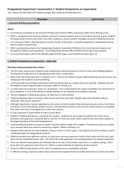 March 2011: Student Perspectives on Supervision