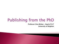 Publishing from the PhD by Prof Gina Wisker
