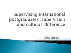 Supervising International Students: Supervision and Cultural Difference by Prof Gina Wisker