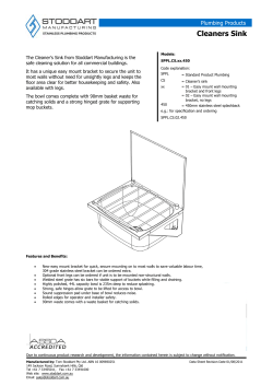 Cleaners Sink Specifications