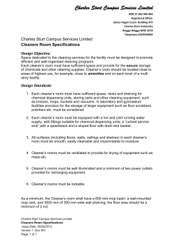 Cleaning Room Specifications