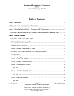 Springboard Quizzes seminar manual