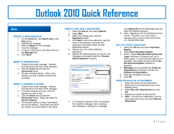 Outlook 2010 Quick Reference