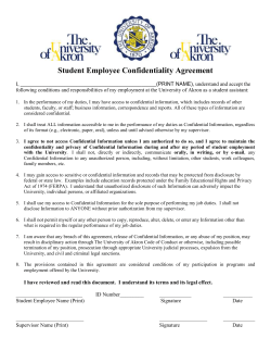 Student Employee Confidentiality Agreement