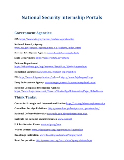 Internship portals for government agencies, think tanks, the United Nations, and general Federal internships