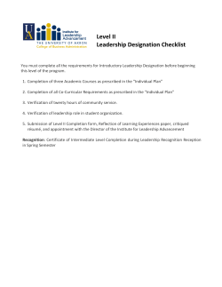 Level II Checklist