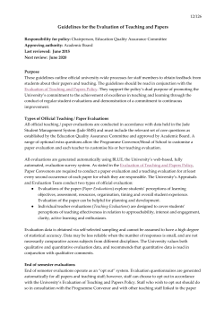 Guidelines for the Evaluation of Teaching and Papers