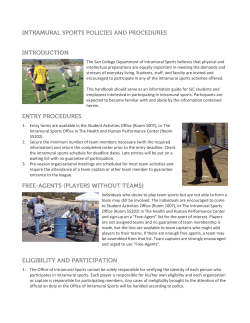 Intramural Sports Policies and Procedures Handbook