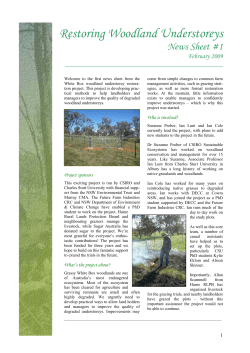 Restoring Woodland Understoreys News-sheet