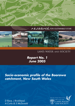Socio-economic profile of the Boorowa catchment, New South Wales