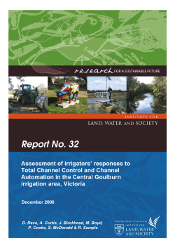 Assessment of Customer Responses to Total Channel Control and Channel Automation in the Central Goulburn Irrigation Area, Victoria Full report